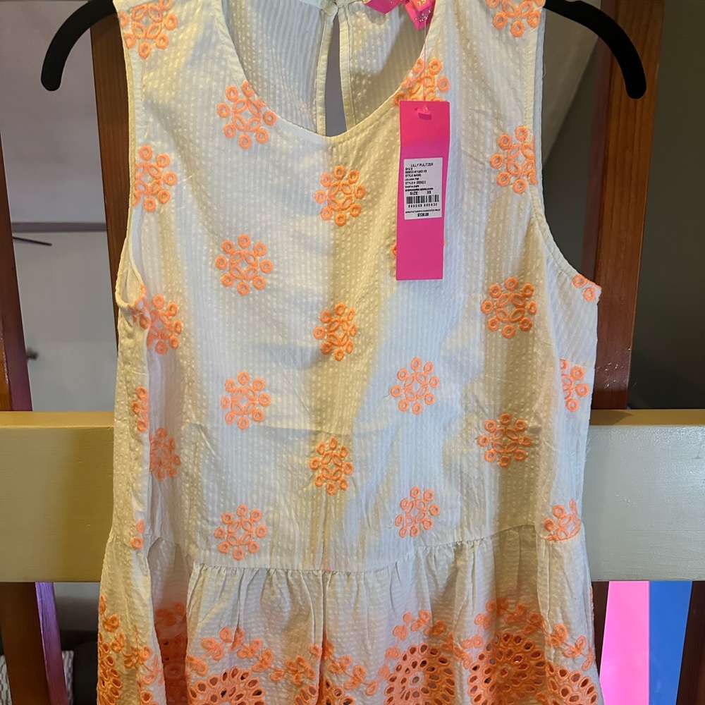 Lilly Pulitzer Sleeveless White and Orange Tank Top